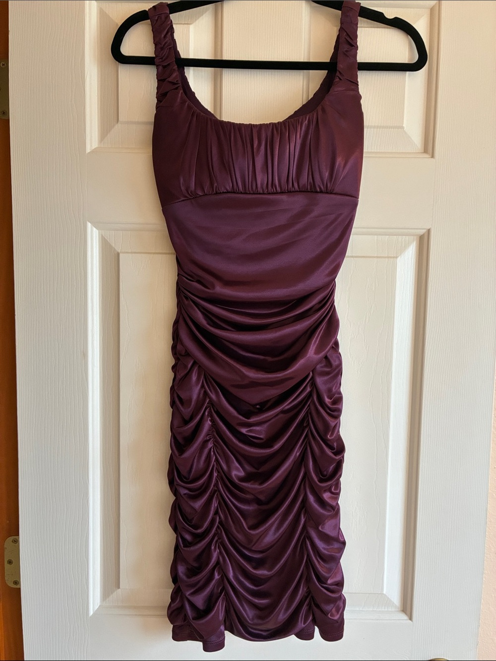 Vintage Y2K Ruby Rox Ruched Satin Mini Dress Plum Small